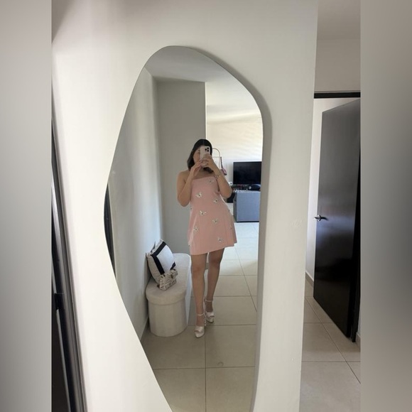 Mare Mare Strapless Ballerina Pink Butterfly Embellished Mini Dress Size Medium - Picture 10 of 12